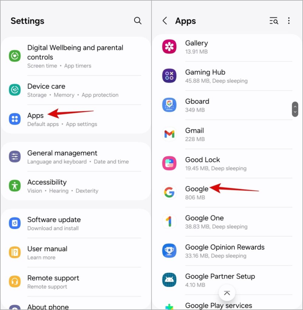 Aplicación de Google en Android