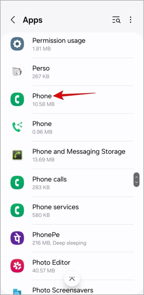 Aplicación de teléfono en Samsung Galaxy Teléfono