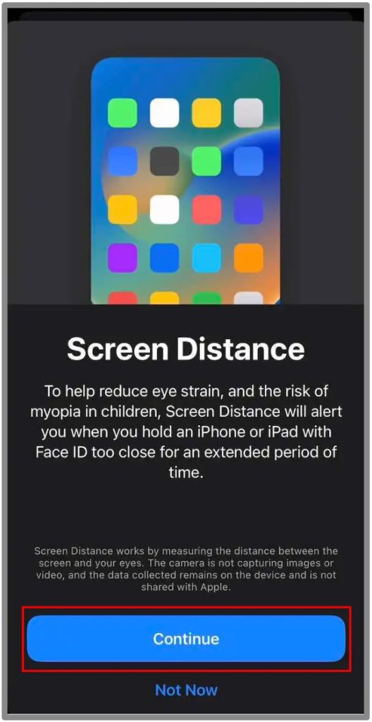 Distancia de pantalla en iOS17 3
