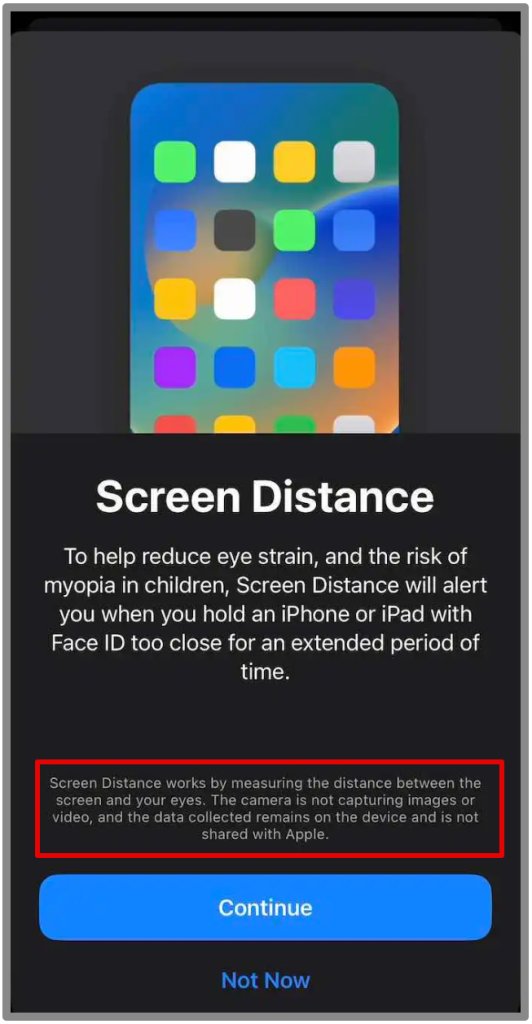 Distancia de pantalla en iOS17 5