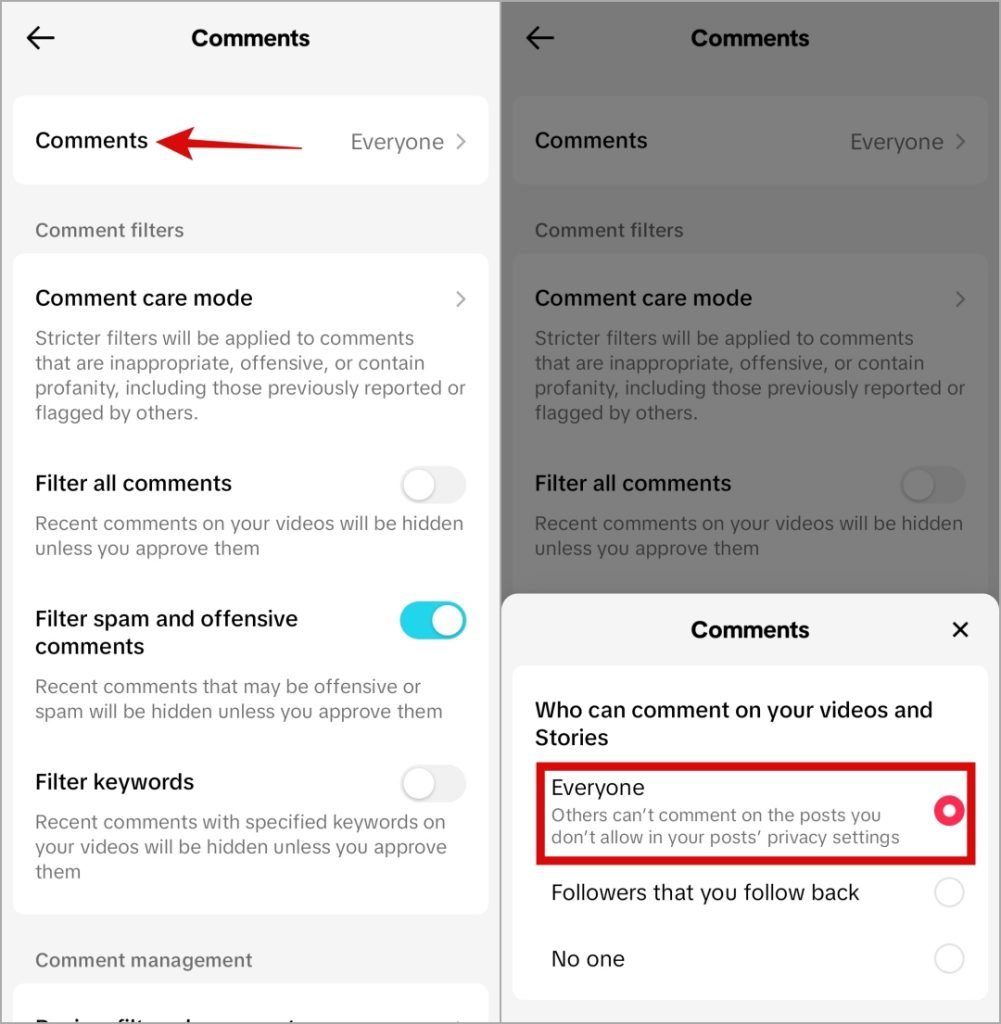 Permitir comentarios de todos en tiktok