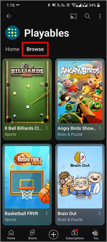 Lista de todos los juegos disponibles