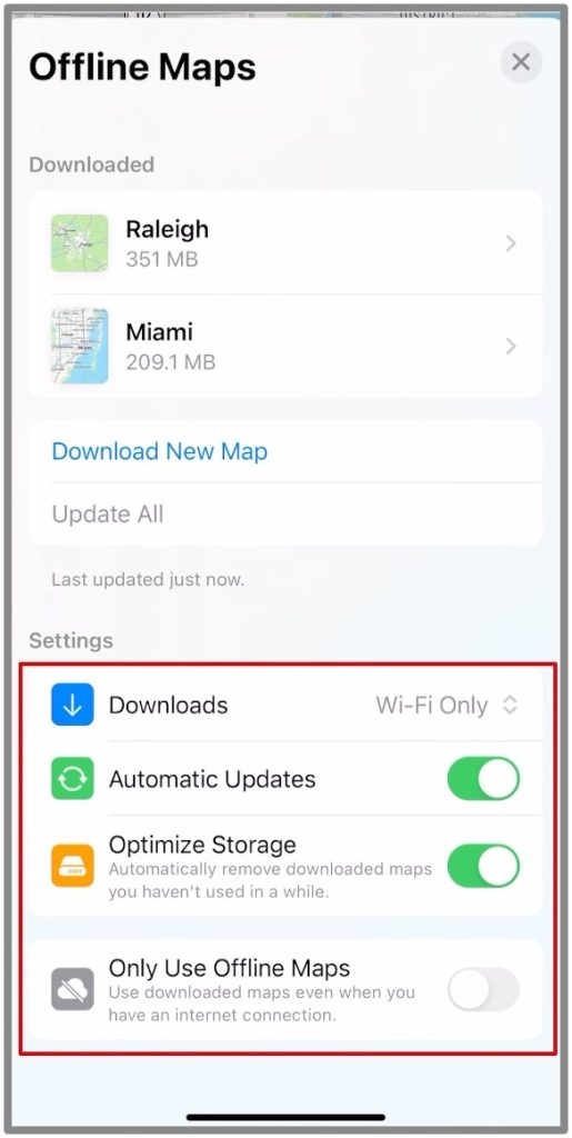 Use mapas de Apple fuera de línea en el iPhone 8