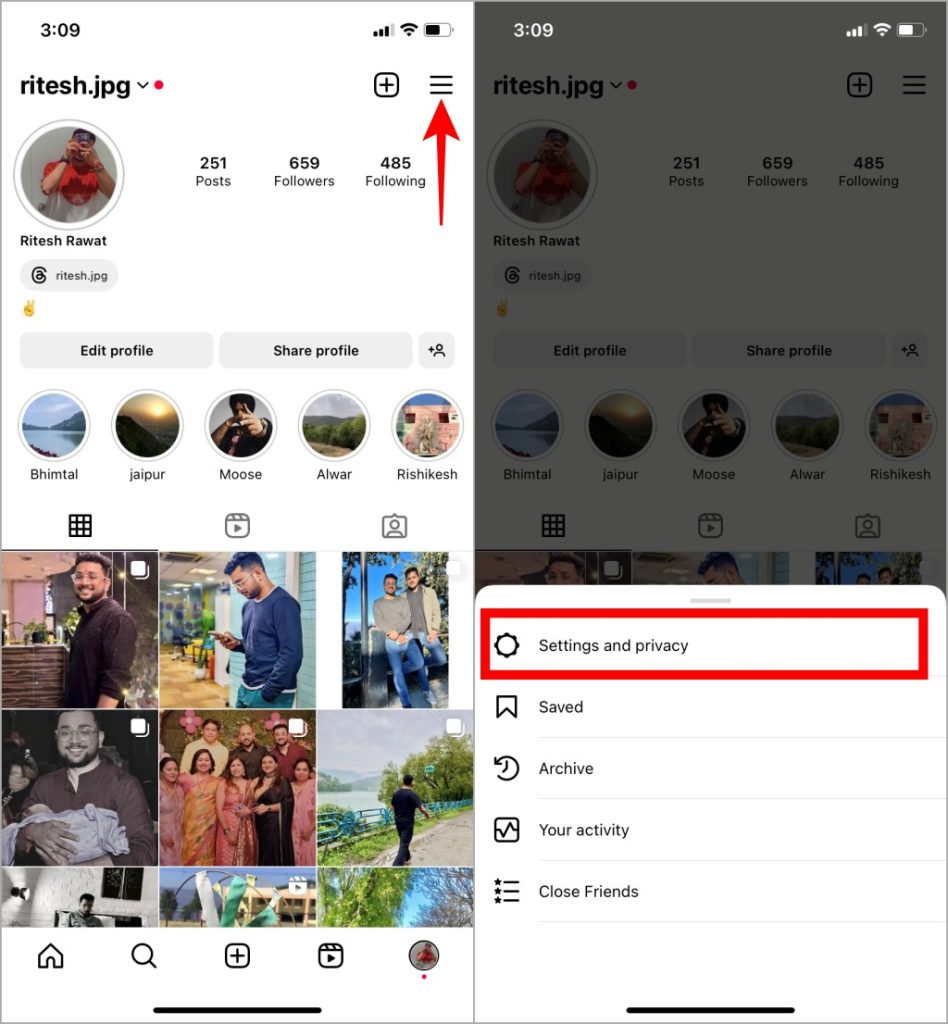 Settingns y privacidad en Instagram