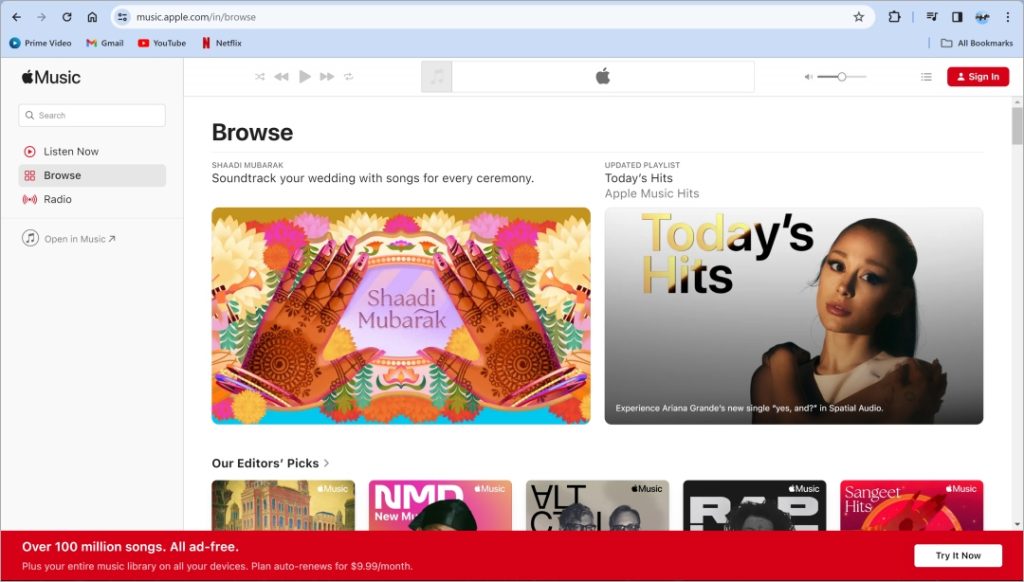 Versión web de Apple Music