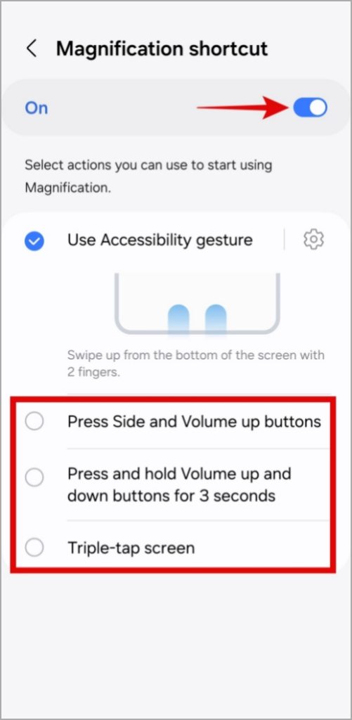 Modificar el acceso directo de aumento en el teléfono Samsung Galaxy
