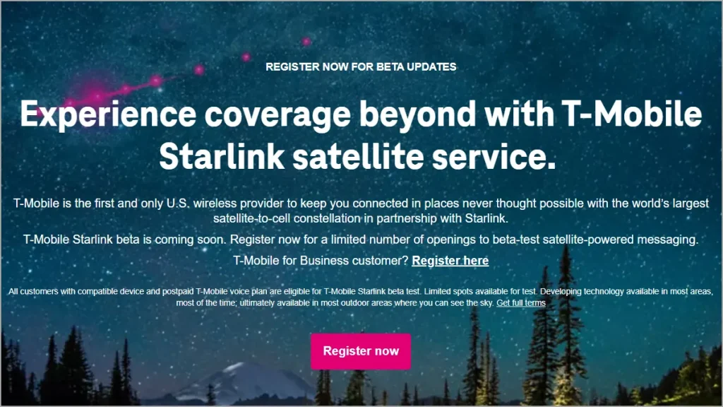 Registre el servicio satelital T-Mobile StarLink en iPhone