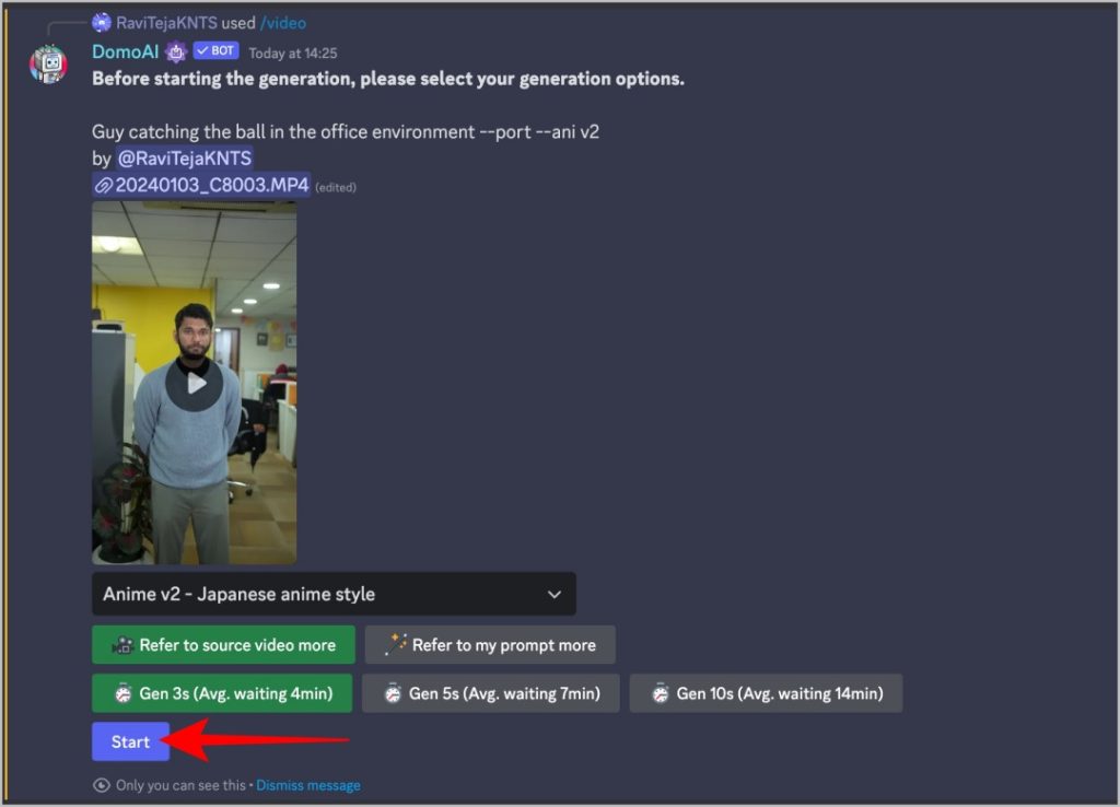 Comenzando la conversión de video en Domoi