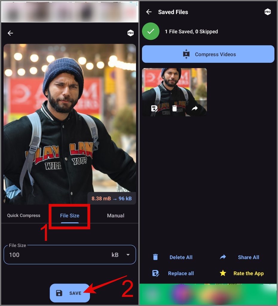 Elija el nivel de compresión