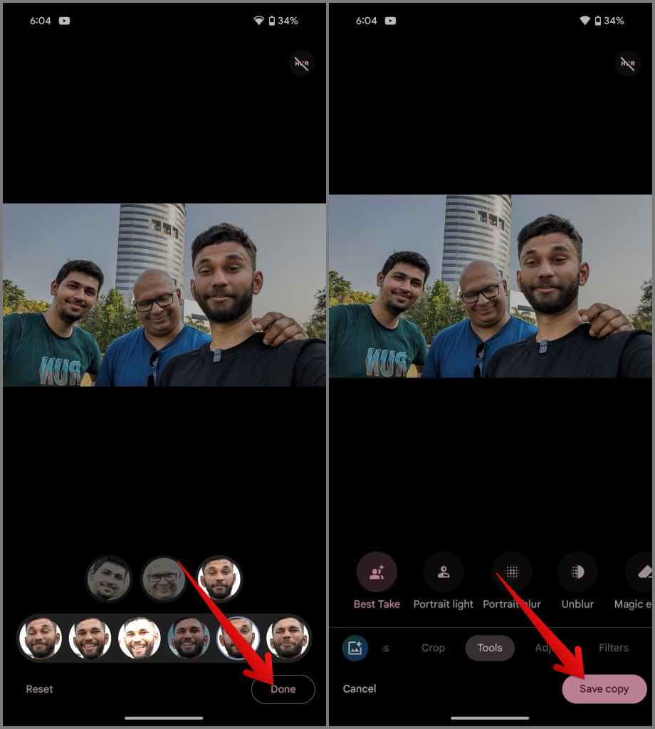 Guardar la mejor foto editada en Google Photos