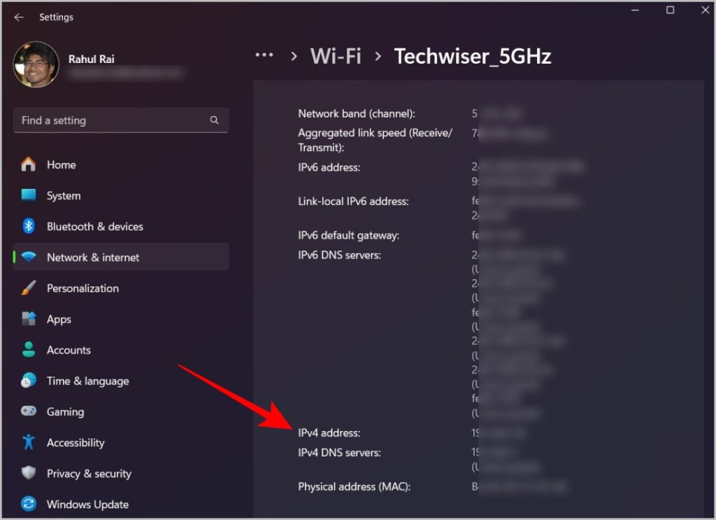 Verificación de la dirección IP en Windows