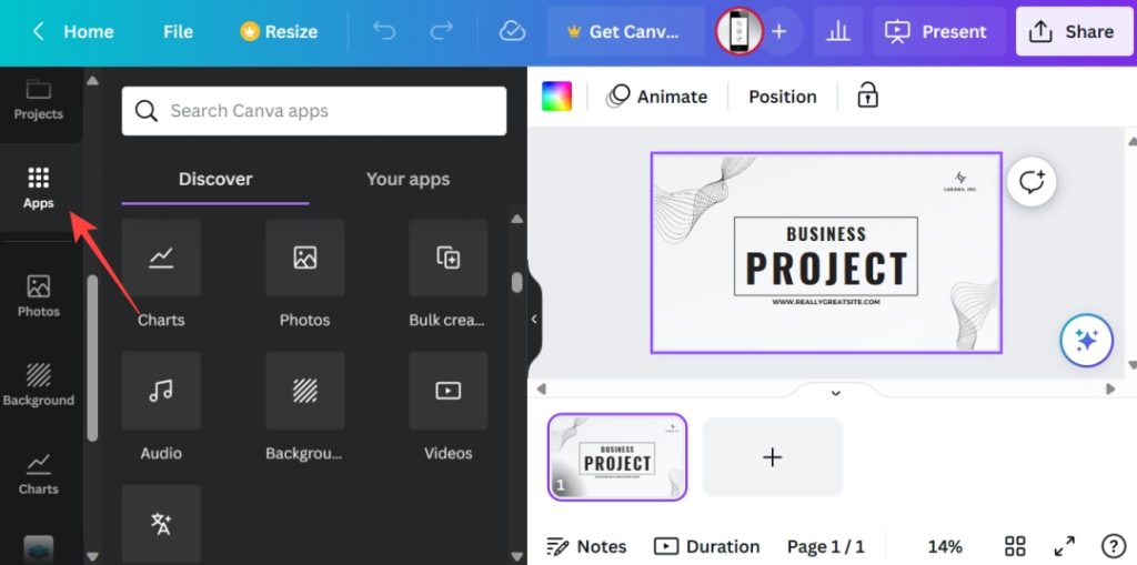 Mercado de aplicaciones de Canva