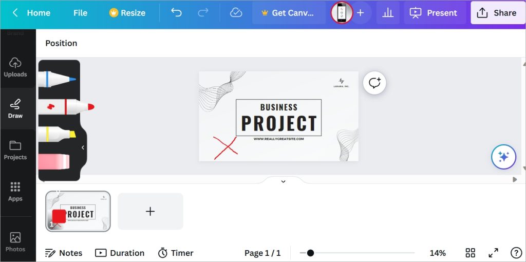 Canva Text Edit and Draw