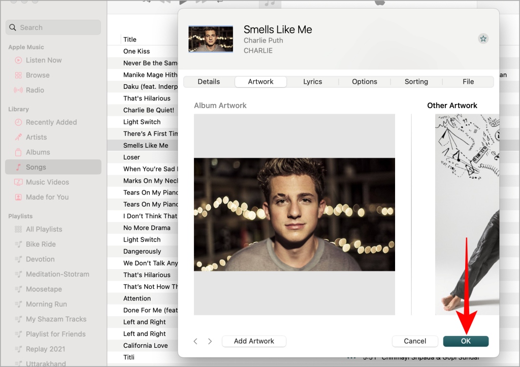 Guardar cubierta en Apple Music
