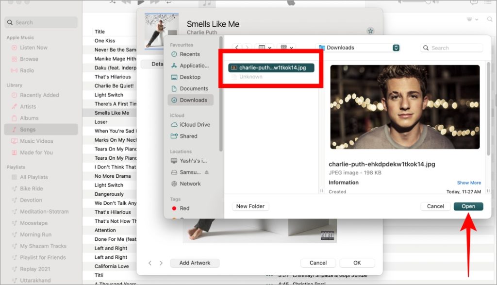 Seleccione la imagen para la foto de portada en Apple Music