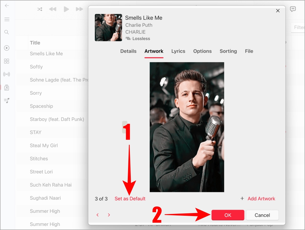 Establecer como foto de portada predeterminada en Apple Music para Windows
