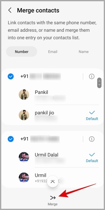 Fusionar contactos duplicados en los teléfonos Samsung Galaxy