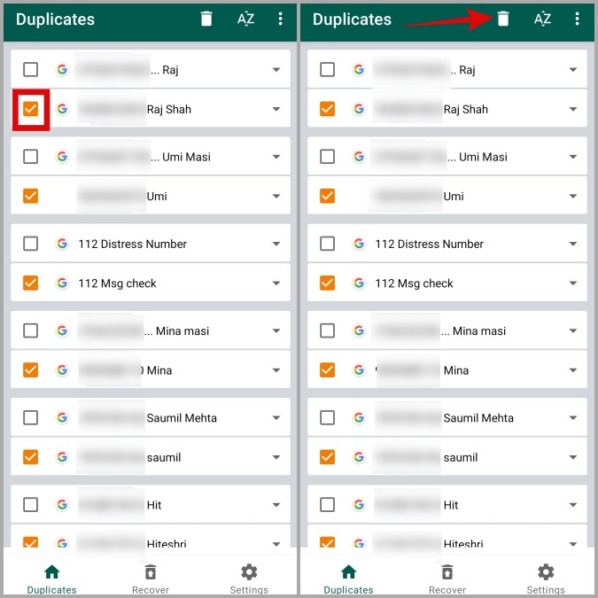 Retire los contactos duplicados en el teléfono Samsung Galaxy