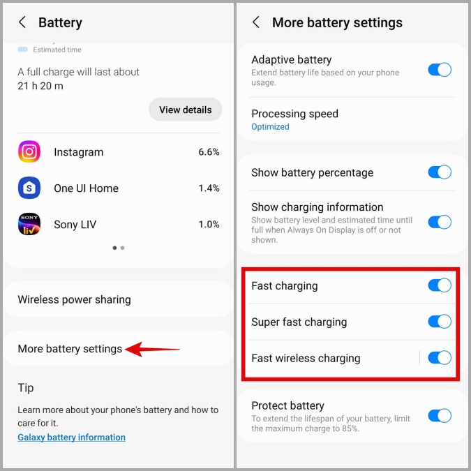 Habilite la carga rápida en el teléfono Samsung