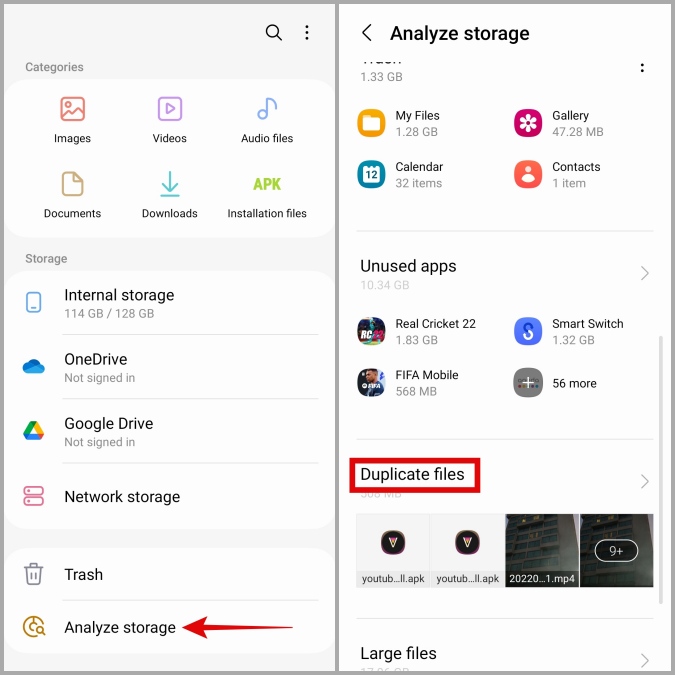 Analice el almacenamiento en la aplicación My Files para el teléfono Samsung