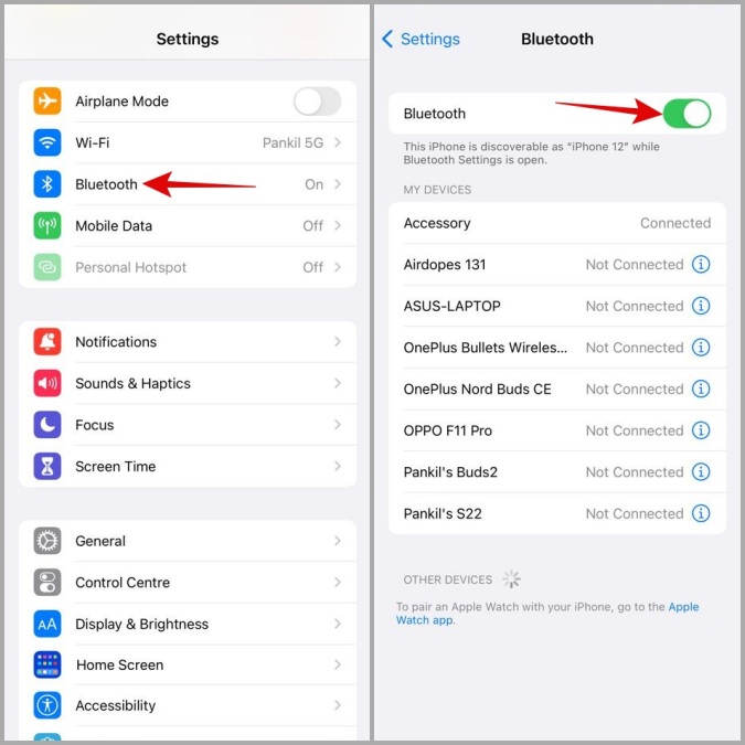 Apague Bluetooth en iPhone