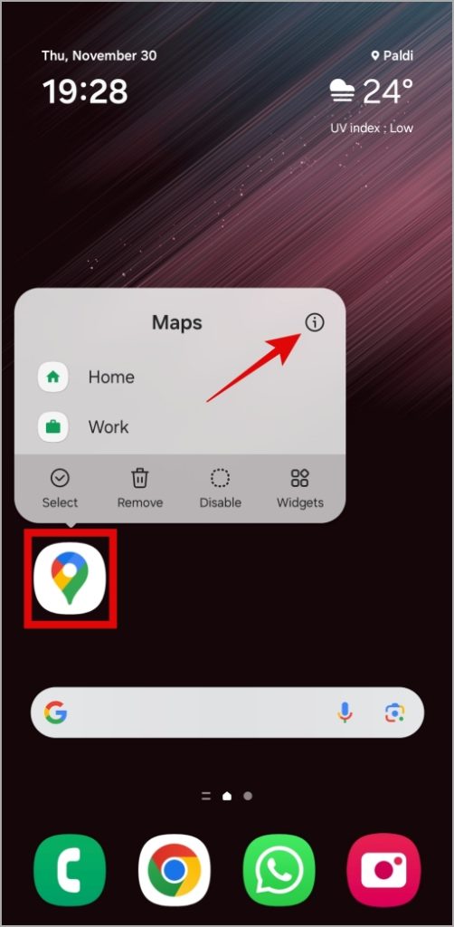 Información de la aplicación de Google Maps en Android