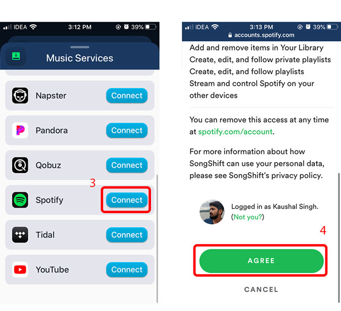 Connect Spotify Cuenta para la recuperación de la información de la lista de reproducción