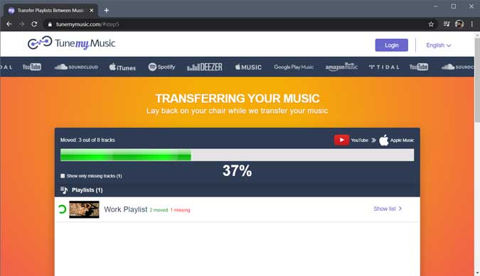 Copiar progreso: transferir la lista de reproducción de Spotify a Apple Music