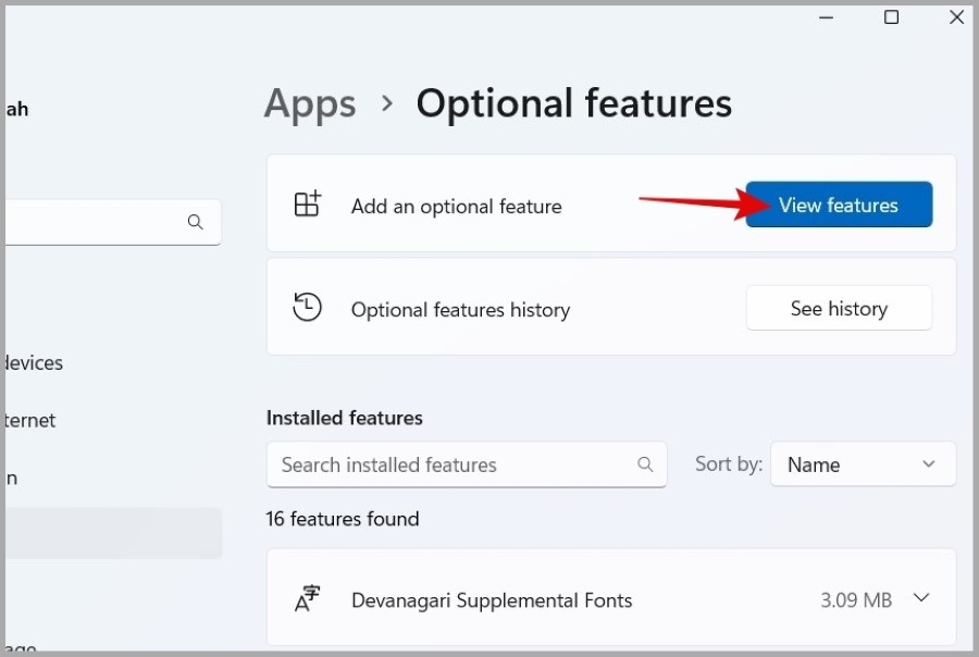 Ver características opcionales en Windows 11