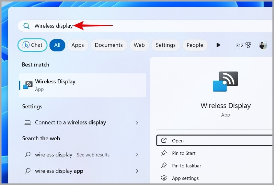 Abra la pantalla inalámbrica en Windows