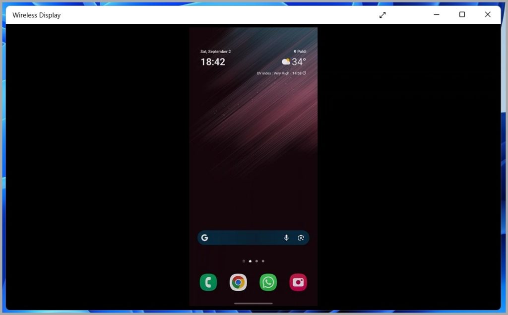 Mirror de la pantalla del teléfono Samsung a Windows PC usando Miracast