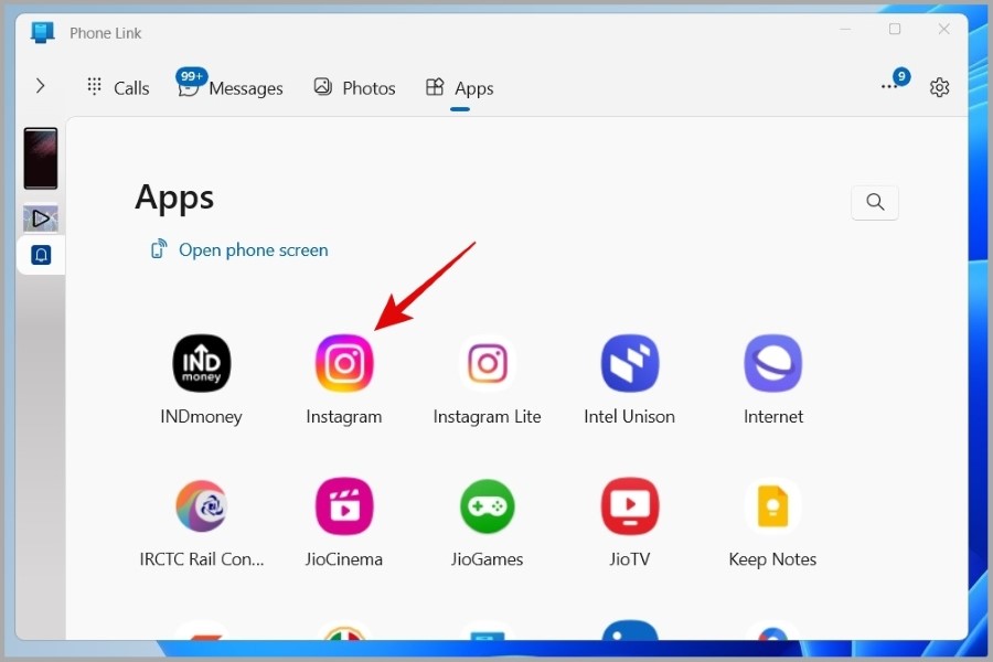 Iniciar aplicaciones con la aplicación de enlace del teléfono