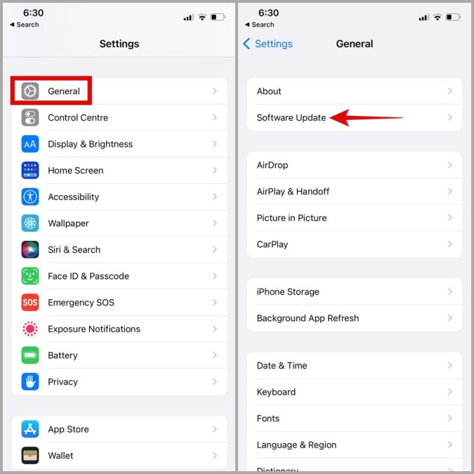 Actualización de software en iPhone