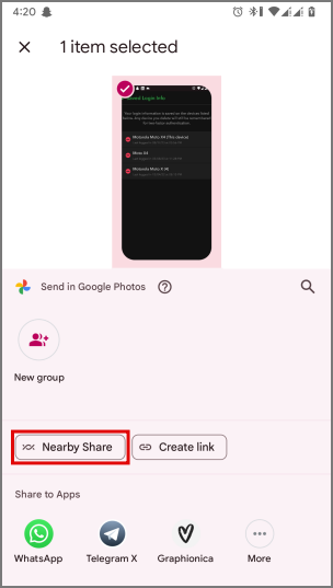 Menú de compartir en Android