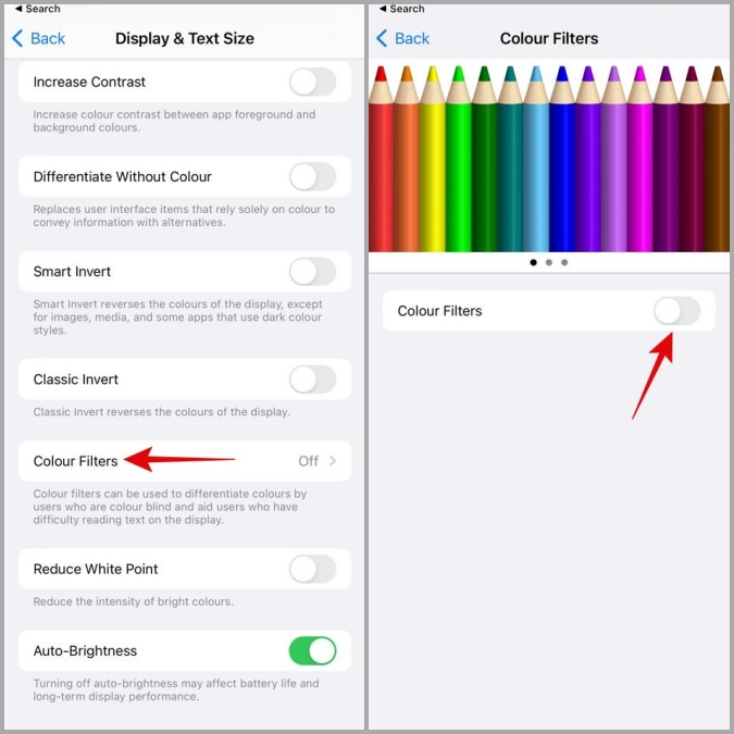 Desactivar filtros de color en iPhone