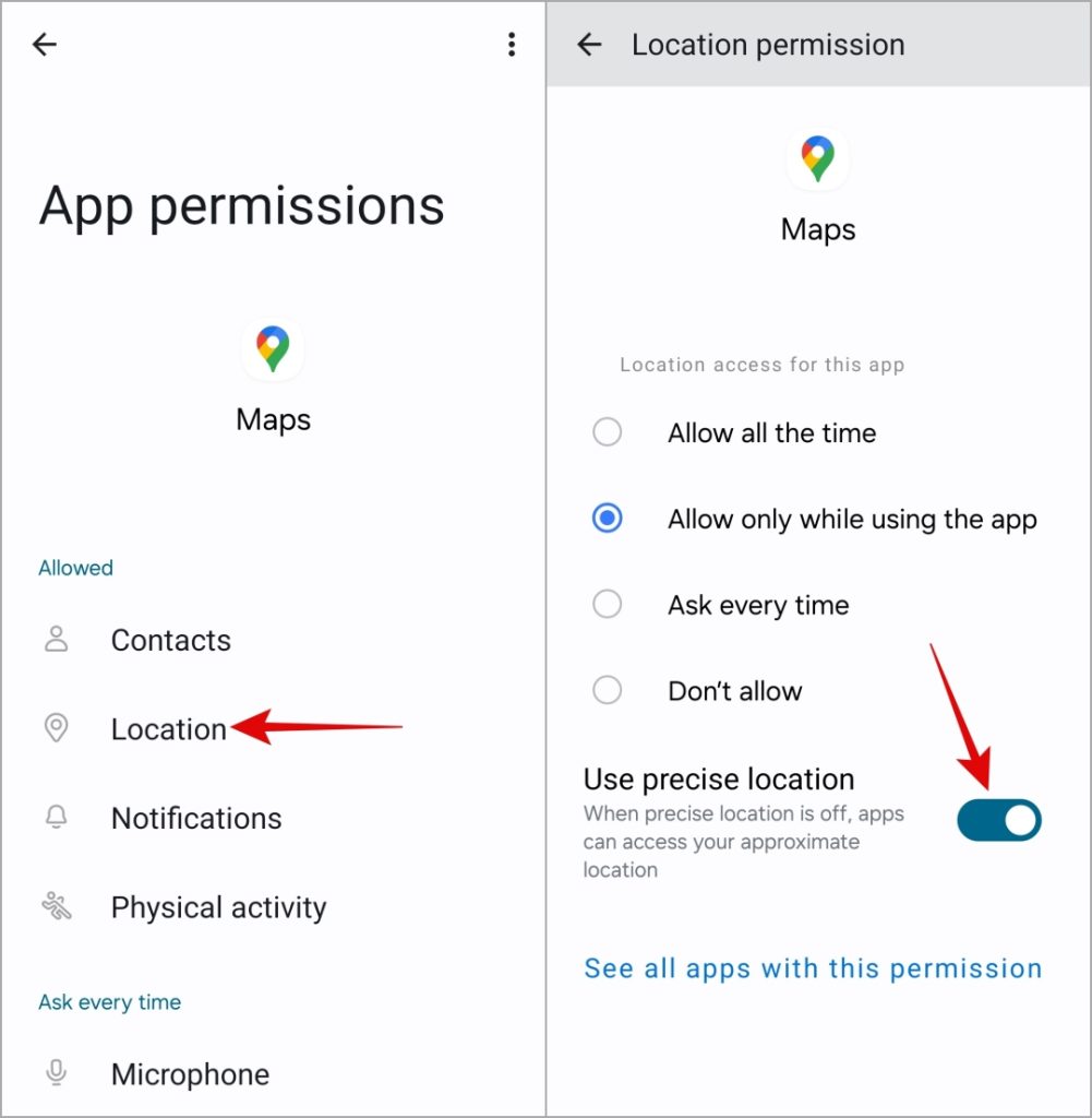 Habilitar una ubicación precisa para Google Maps