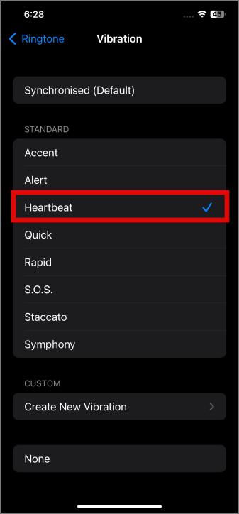 Seleccione Patrones de vibración en iPhone