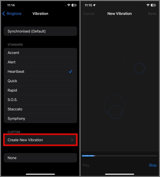 Crear una nueva vibración en el iPhone