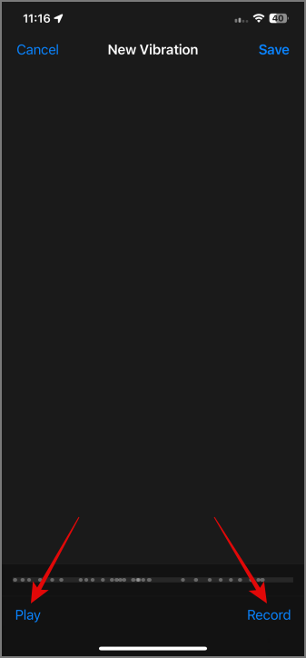 Toque el botón de reproducción para comenzar a reproducir la vibración