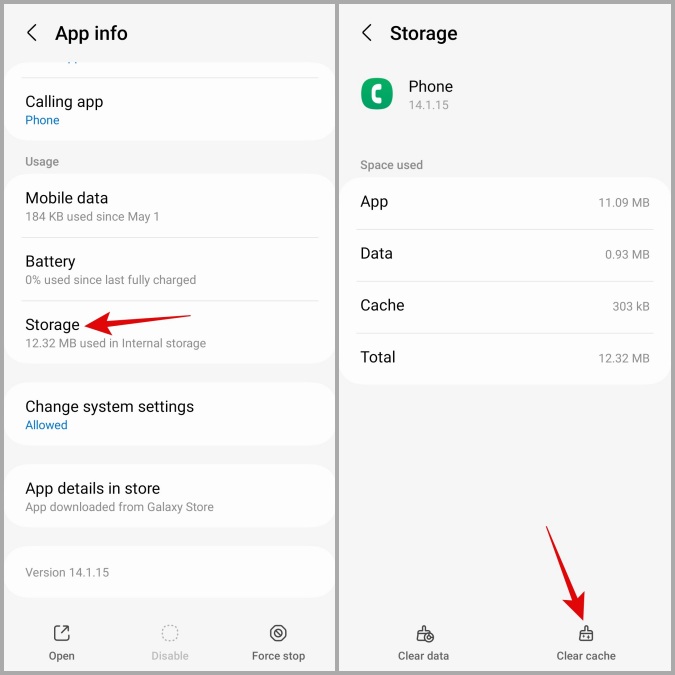 Claro de la aplicación de la aplicación del teléfono en el teléfono Samsung Galaxy