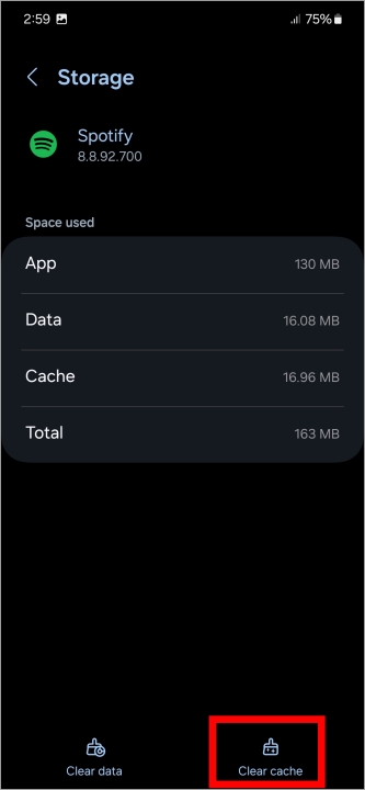 Cache claro de Spotify
