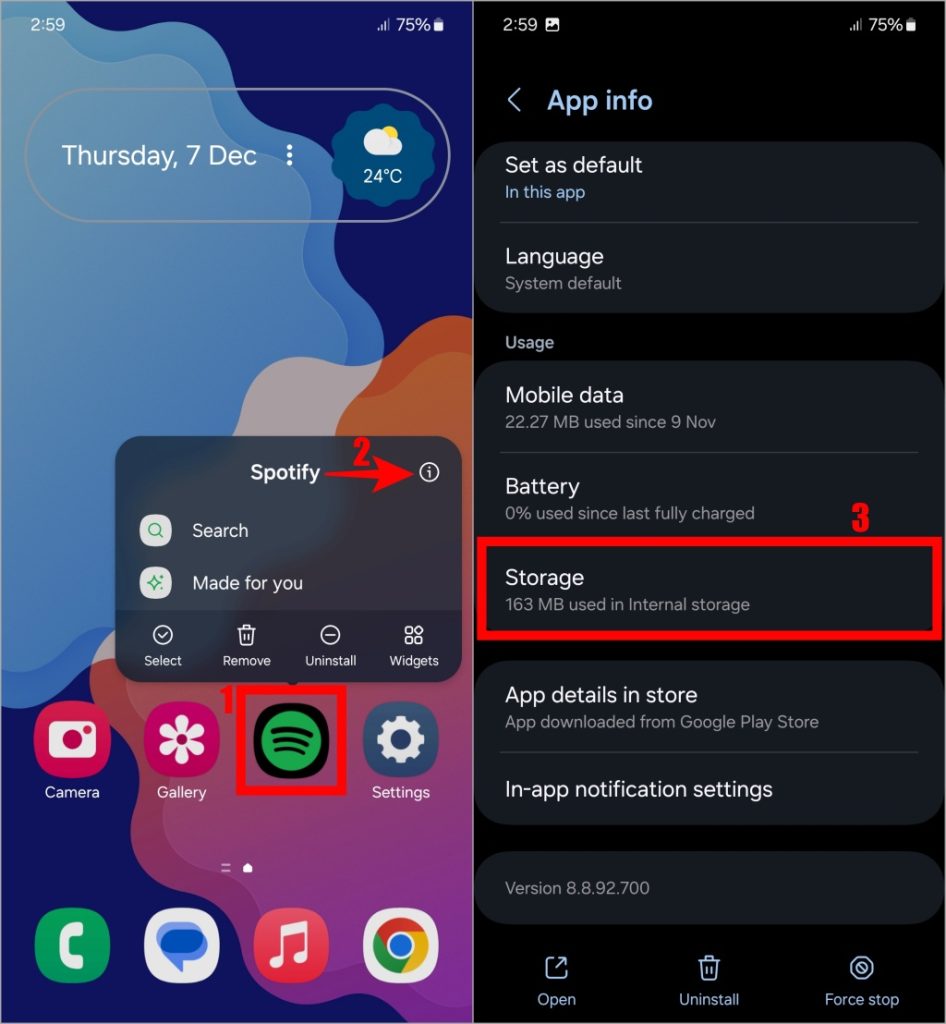 Información de la aplicación Spotify