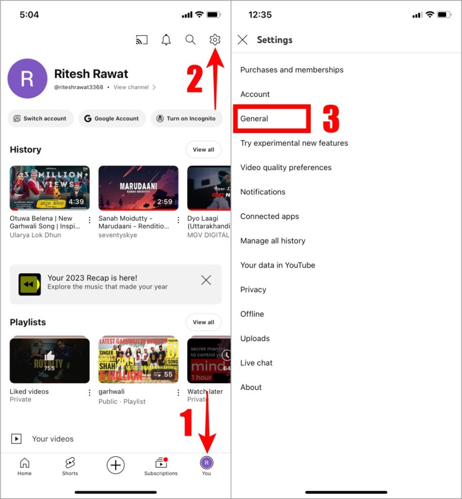 Configuración en YouTube