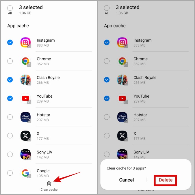 Eliminar caché para múltiples o todas las aplicaciones a la vez en el teléfono Samsung Galaxy