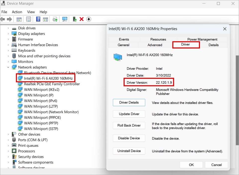 Verifique la versión del controlador Wi-Fi en Windows