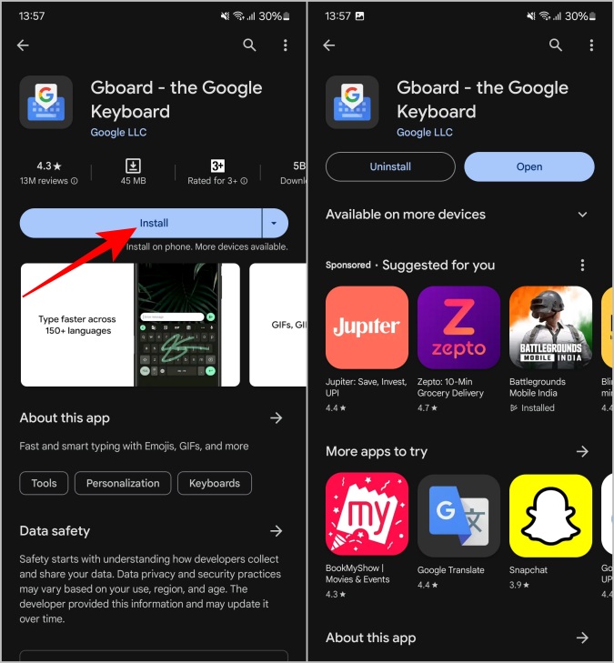 Instalación de Gboard en Android