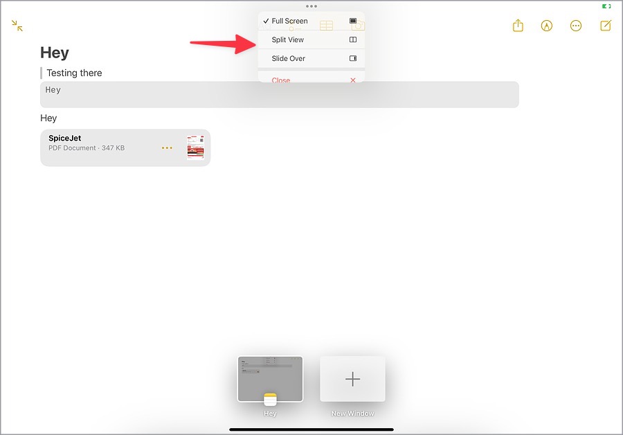 crear una nueva nota en Apple nota