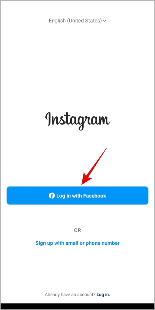 Inicie sesión en Instagram con Facebook
