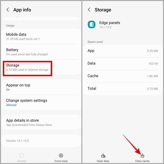 Paneles de borde transparente caché en el teléfono Samsung Galaxy