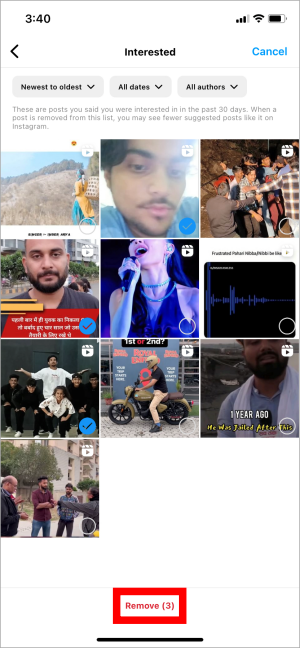 Publicaciones que han sido marcadas como interesadas en Instagram